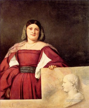  von Lienzo - Retrato de una mujer llamada La Schiavona Tiziano Tiziano